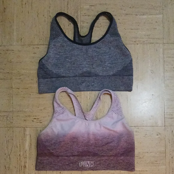 PINK Victoria's Secret Gray and Pink Ombre Sports Bras - Picture 4 of 5